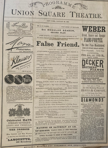 Union Square Theatre, NY. "False Friend." Jan. 30, 1880.