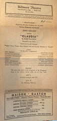 Biltmore Theatre, Los Angeles. "Claudia." Oct. 12, 1942. Starring Dorothy McGuire.