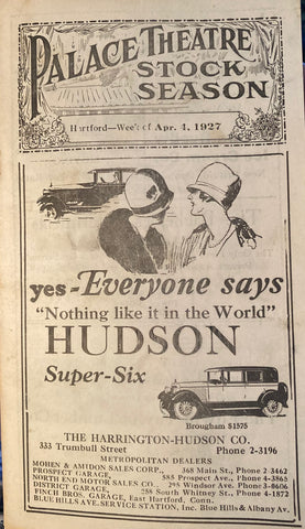 Palace Theatre, Hartford, CT. Stock Season. The Poli Players "Laff That Off." April 4, 1927.