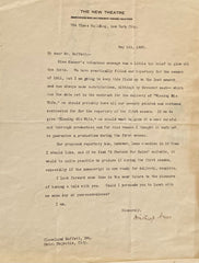 T.l.s. from Winthrop Ames to Cleveland Moffett: 5/8/1909. NYC Theatre History.