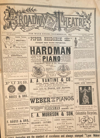 Broadway Theatre, NY. "Country Circus." Dec. 10, 1892.