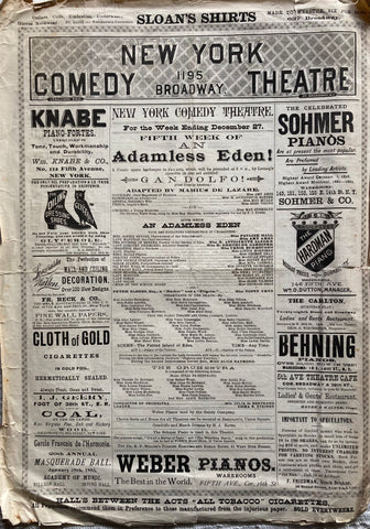 NY Comedy Theatre, NY. "Gandolfo!" followed by "An Adamless Eden!" Dec. 27, 1885.