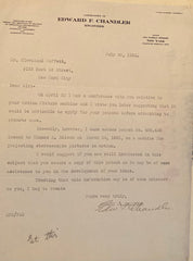 7/20/1914 T.l.s from Edward F. Chandler to Cleveland Moffett re: Motion Picture machine.