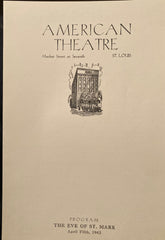 American Theatre, St. Louis. "The Eve of St. Mark." April 5, 1943. With Souvenir Program and news clippings.