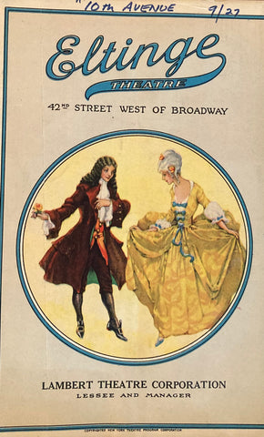 Eltinge Theatre, NY. "Tenth Avenue. 'Hell's Kitchen.'" Sept. 12, 1927.