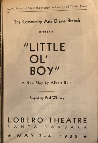 (Santa Barbara, CA) "Little Ol' Boy." By Albert Bein. May 3, 1935.