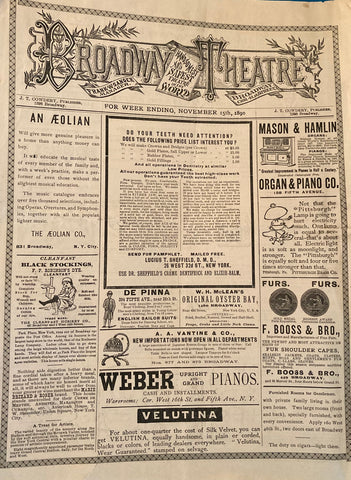 Broadway Theatre, NY. Hans Christian Andersen's "The Ugly Duckling." Nov. 15, 1890.