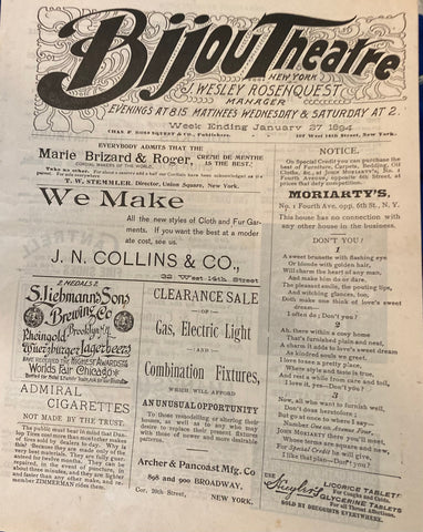 Bijou Theatre, NY. "A Country Sport." Jan. 27, 1894.