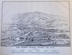 (Los Gatos, CA) Los Gatos, Santa Clara Co., Cal. REPRODUCTION of a lithograph by C[harles]. B. Gifford. N.d. (ca. 1883. This poster is dated 1966.)