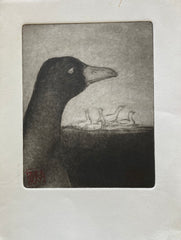 Page Smith Etching. Head Goose II. [Black head]. 1988.